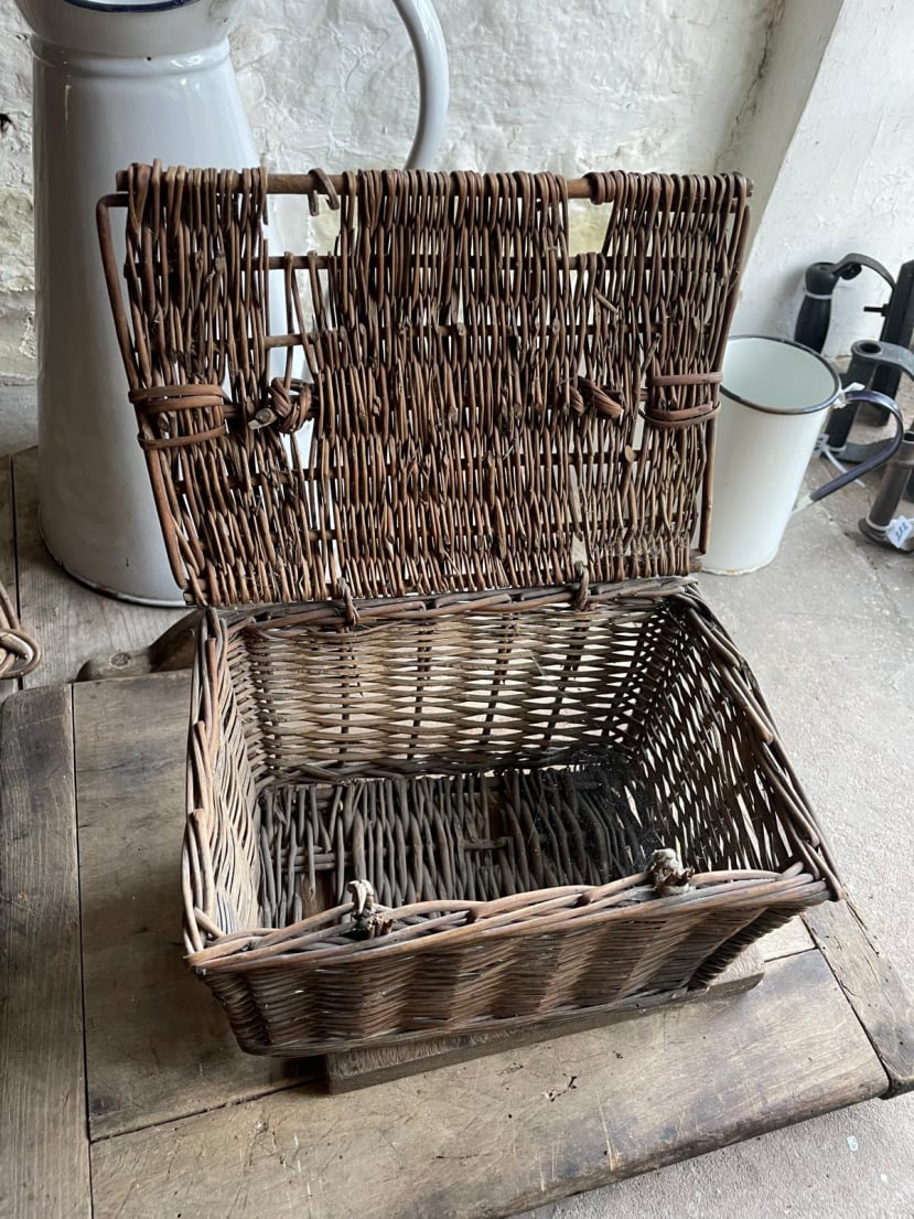 Miniature picnic basket with lid at Acton Scott Heritage Farm