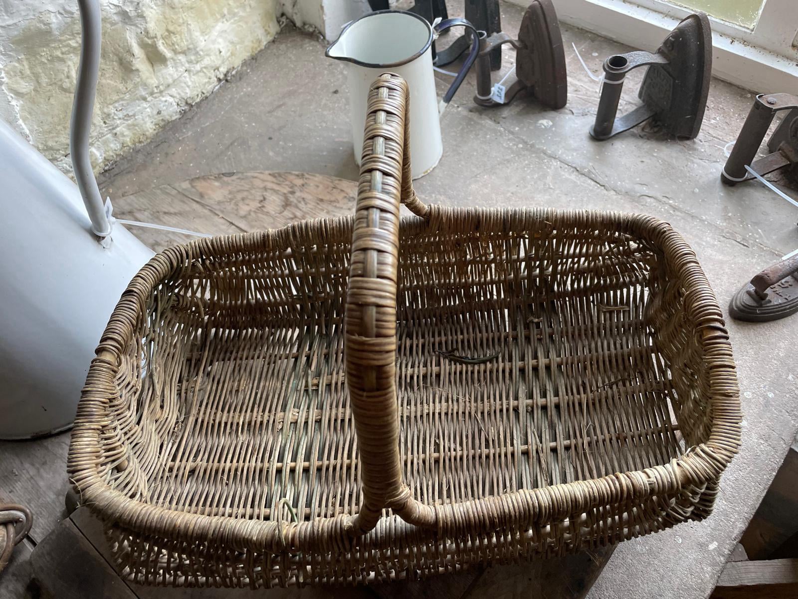 Miniature picnic basket with lid at Acton Scott Heritage Farm