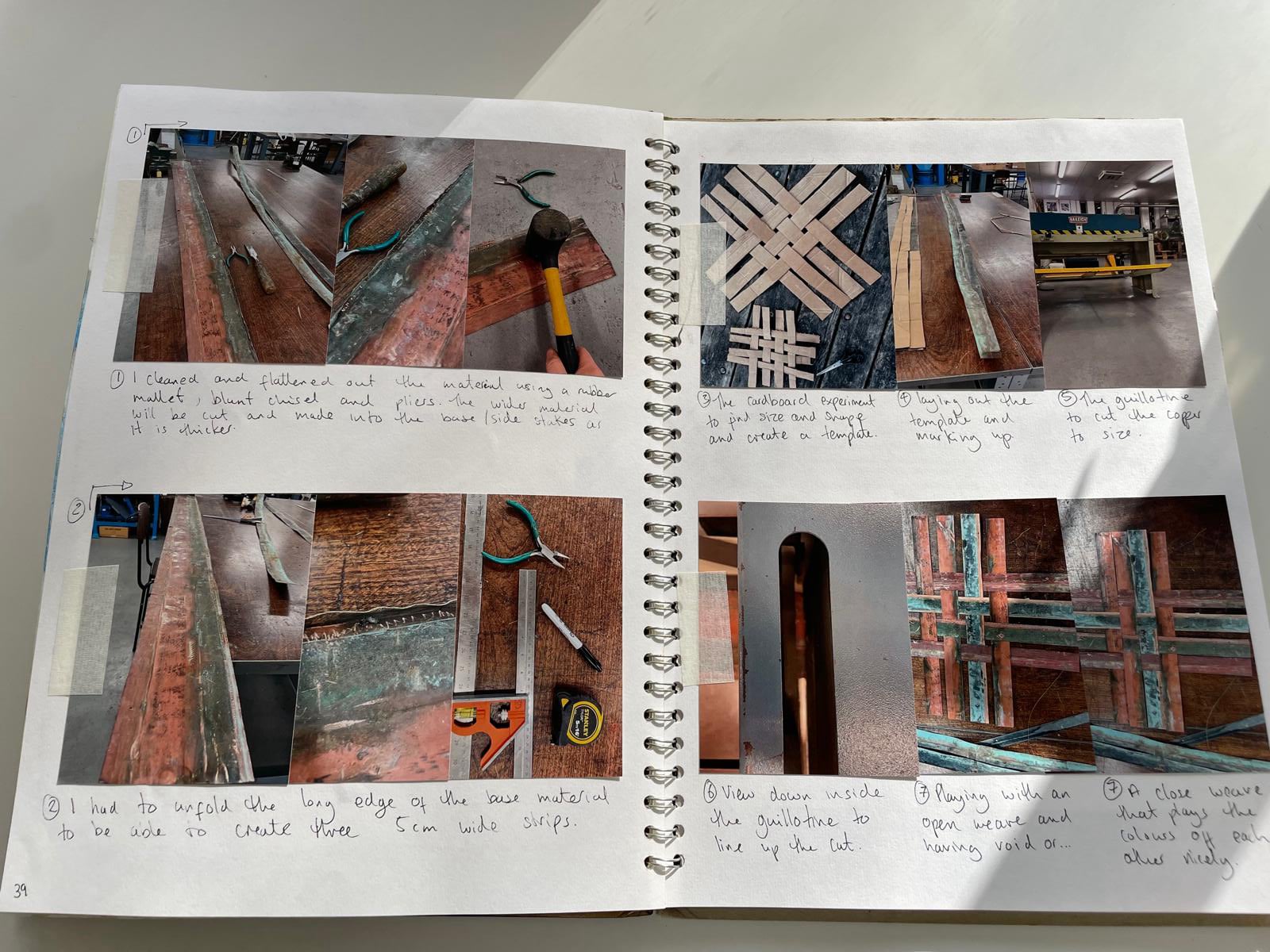 City and Guilds level 2 basketry design unit making a 3D shape from 2D materials 