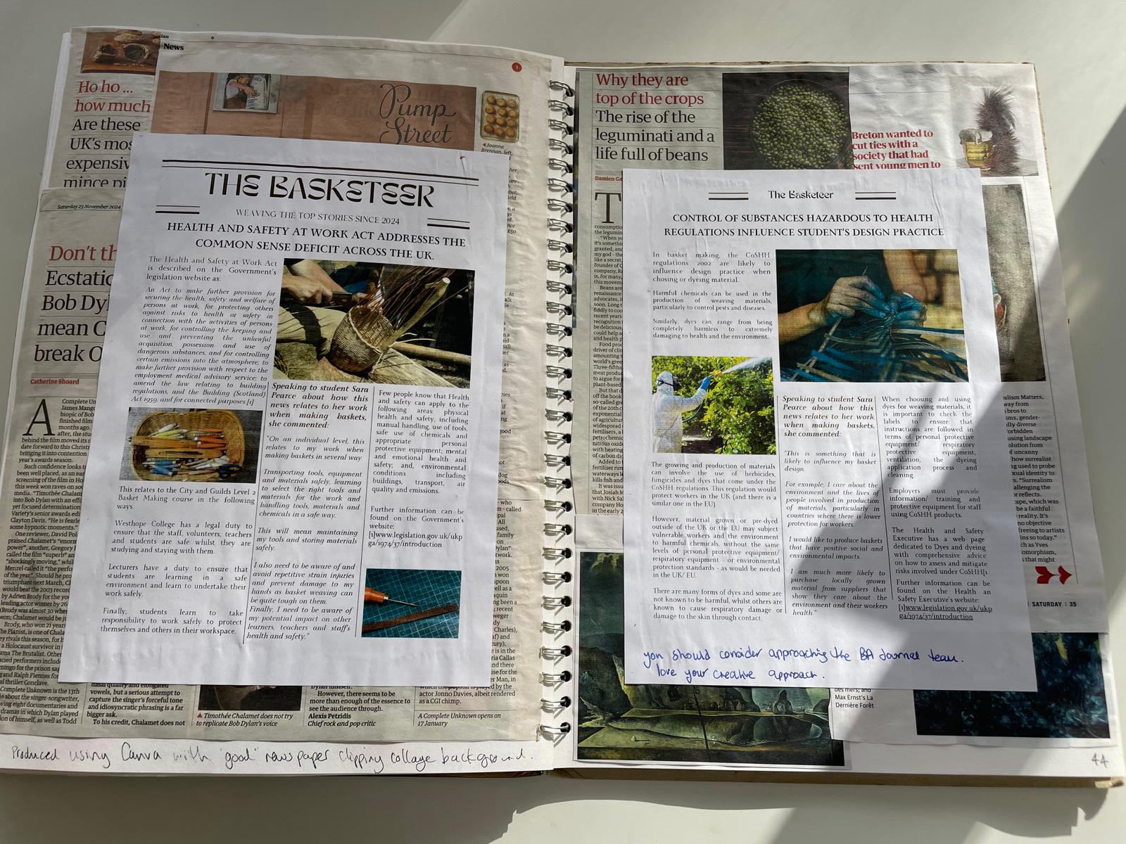 City and Guilds level 2 basketry design unit health and safety