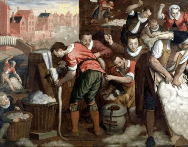 Isaac Claesz. van Swanenburg, Het ploten en kammen, painting, 1594-96